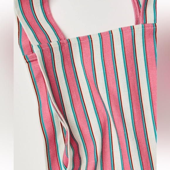 Free People Pink & Mint Striped Canvas Tote - Picture 4 of 5